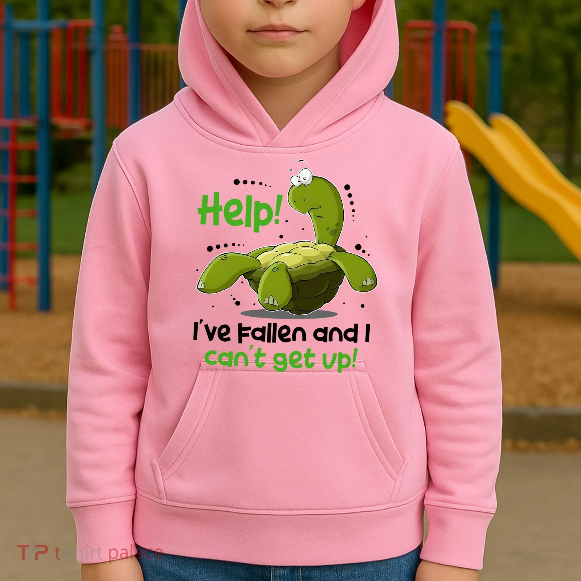 Help I've Fallen And I Can't Get Up Funny Turtle Kids Hoodie
