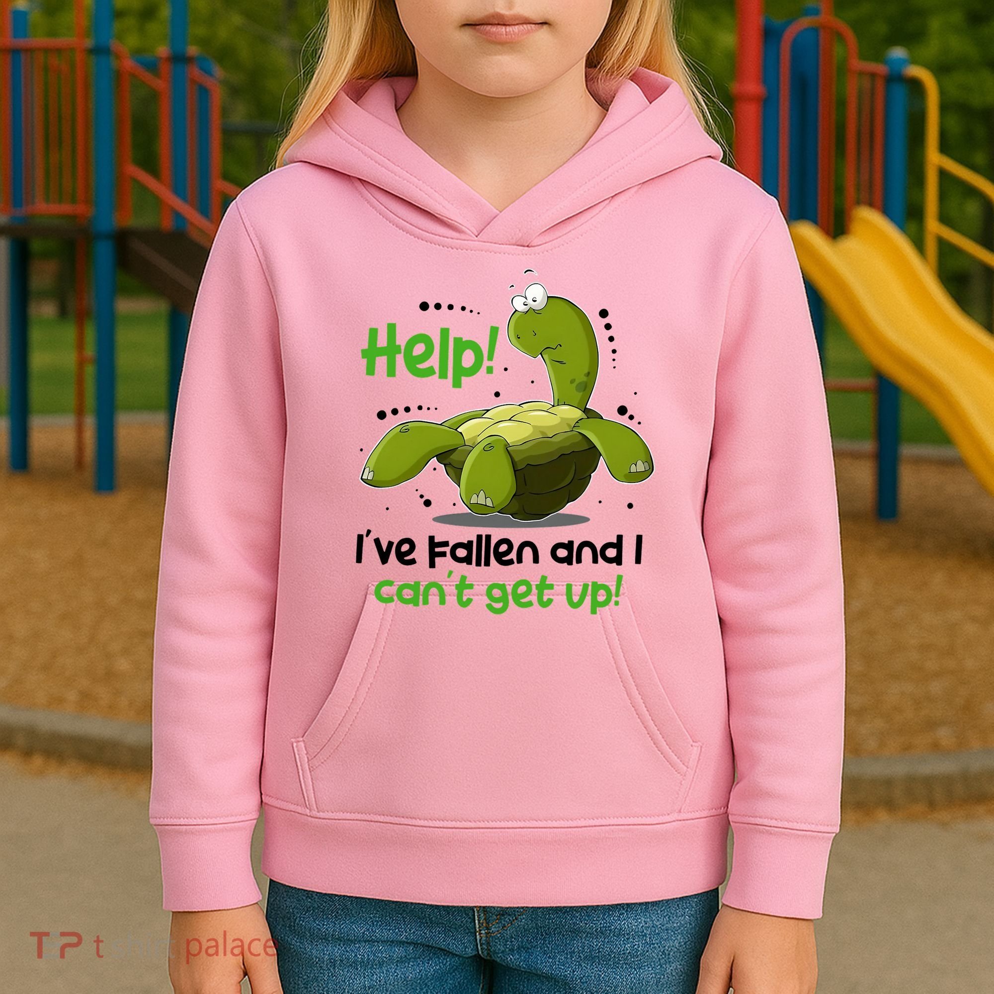 Help I've Fallen And I Can't Get Up Funny Turtle Kids Hoodie