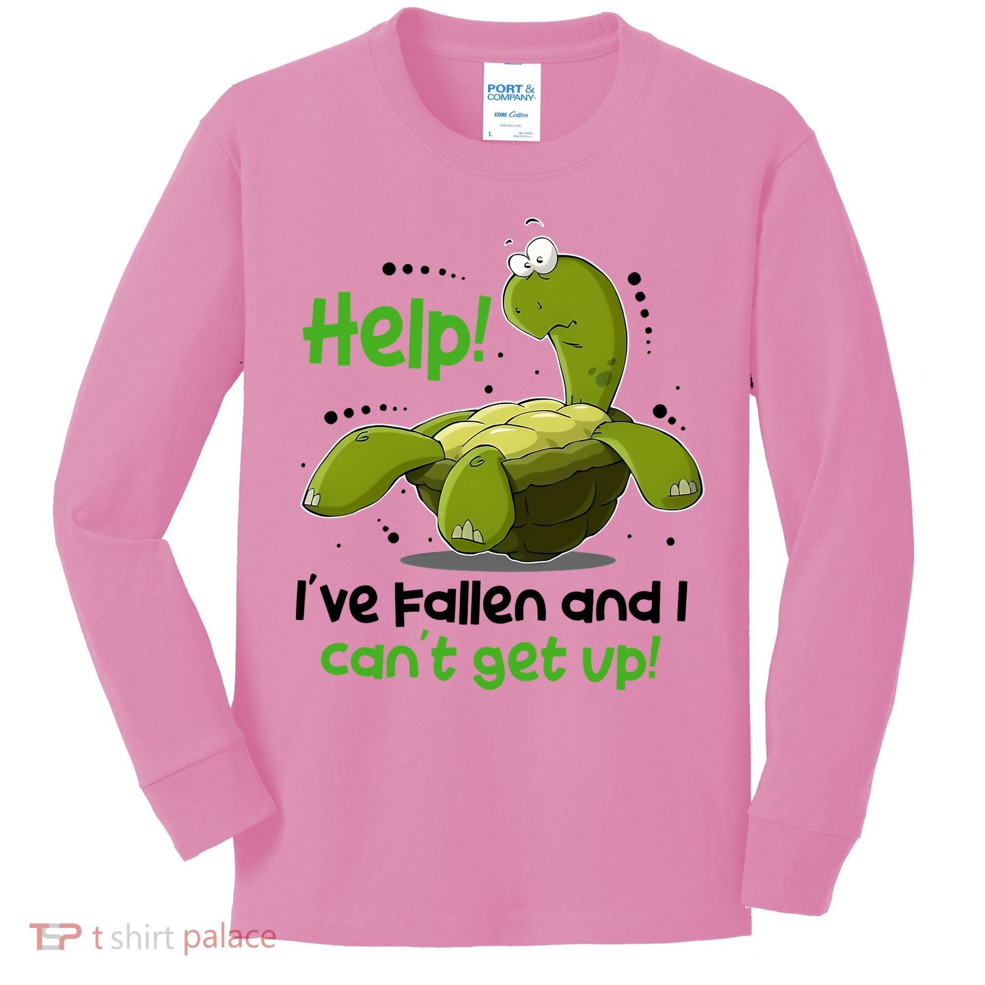 Help I've Fallen And I Can't Get Up Funny Turtle Kids Long Sleeve Shirt