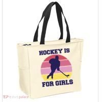 Hockey Is For Girls Retro Sunset Tote Bag thumb 2