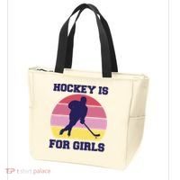 Hockey Is For Girls Retro Sunset Tote Bag thumb 3