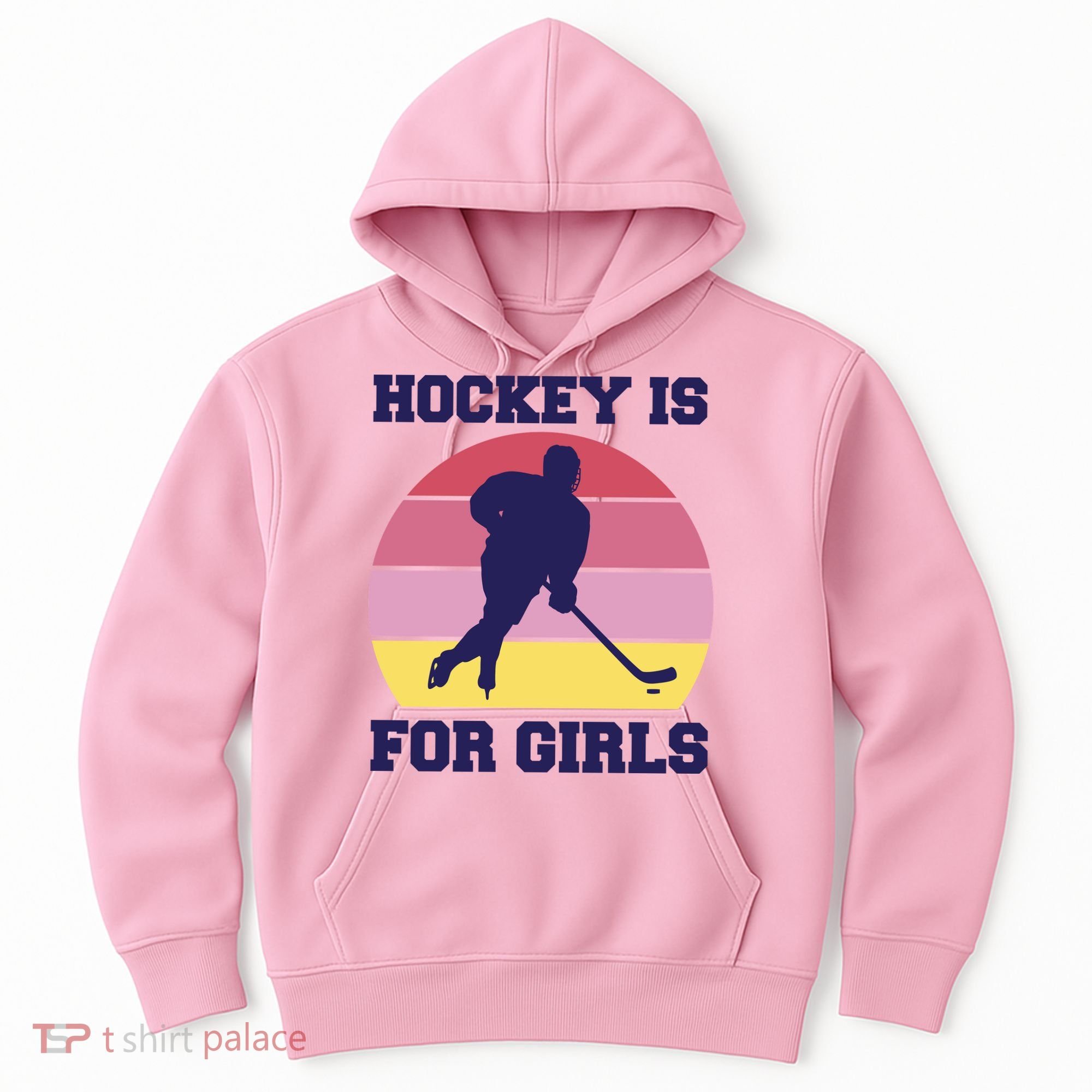 Hockey Is For Girls Retro Sunset Hoodie