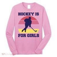 Hockey Is For Girls Retro Sunset Long Sleeve Shirt thumb 0