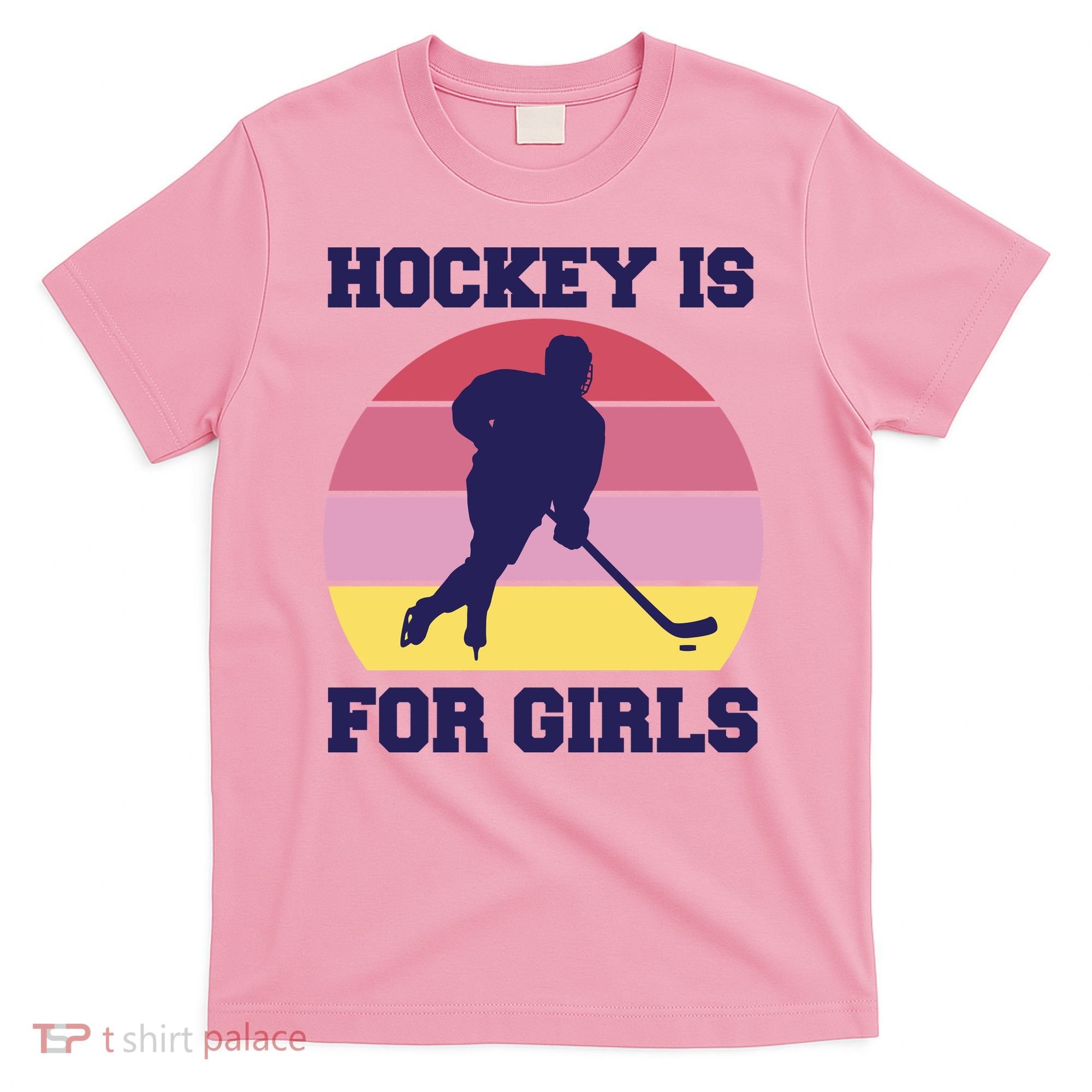 Hockey Is For Girls Retro Sunset T-Shirt