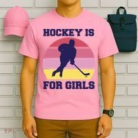 Hockey Is For Girls Retro Sunset T-Shirt thumb 6