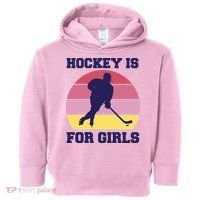 Hockey Is For Girls Retro Sunset Toddler Hoodie thumb 0