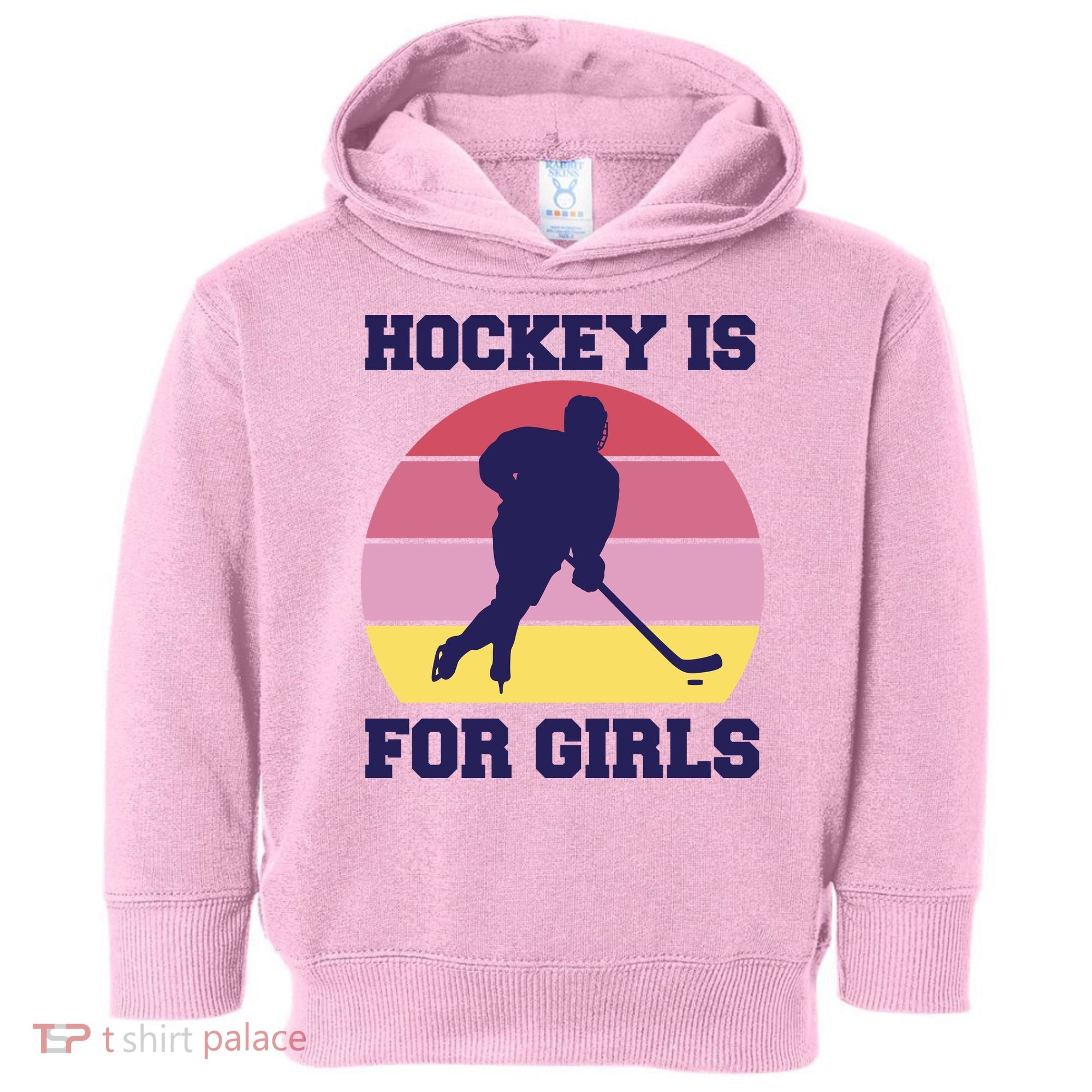 Hockey Is For Girls Retro Sunset Toddler Hoodie