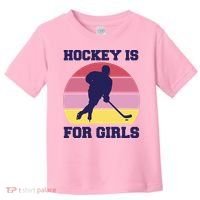 Hockey Is For Girls Retro Sunset Toddler T-Shirt thumb 0