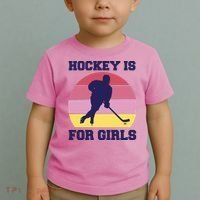 Hockey Is For Girls Retro Sunset Toddler T-Shirt thumb 2