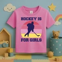 Hockey Is For Girls Retro Sunset Toddler T-Shirt thumb 3