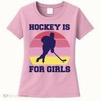 Hockey Is For Girls Retro Sunset Women's T-Shirt thumb 0