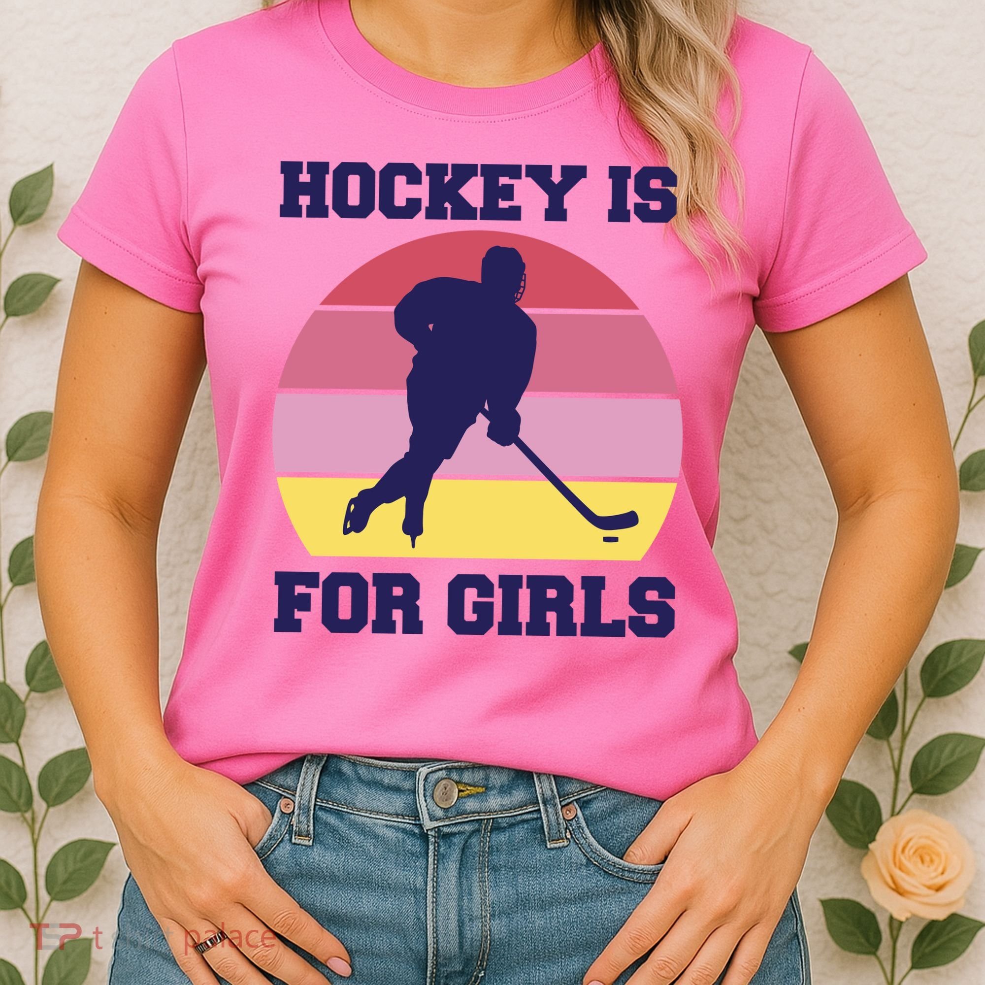 Hockey Is For Girls Retro Sunset Women's T-Shirt