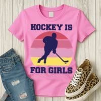 Hockey Is For Girls Retro Sunset Women's T-Shirt thumb 3