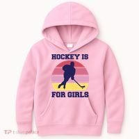 Hockey Is For Girls Retro Sunset Kids Hoodie thumb 0
