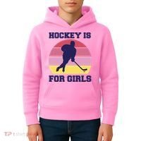 Hockey Is For Girls Retro Sunset Kids Hoodie thumb 4
