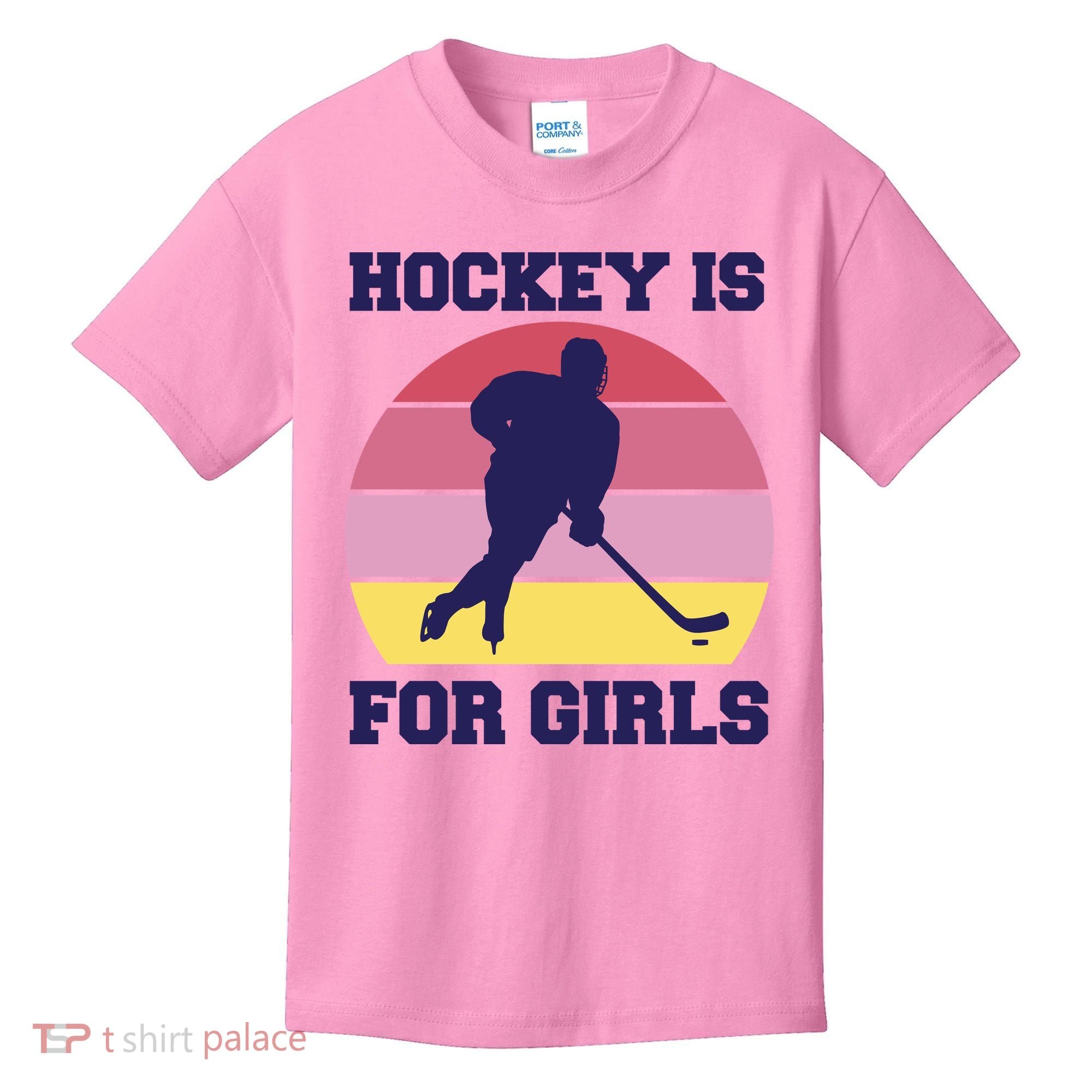 Hockey Is For Girls Retro Sunset Kids T-Shirt