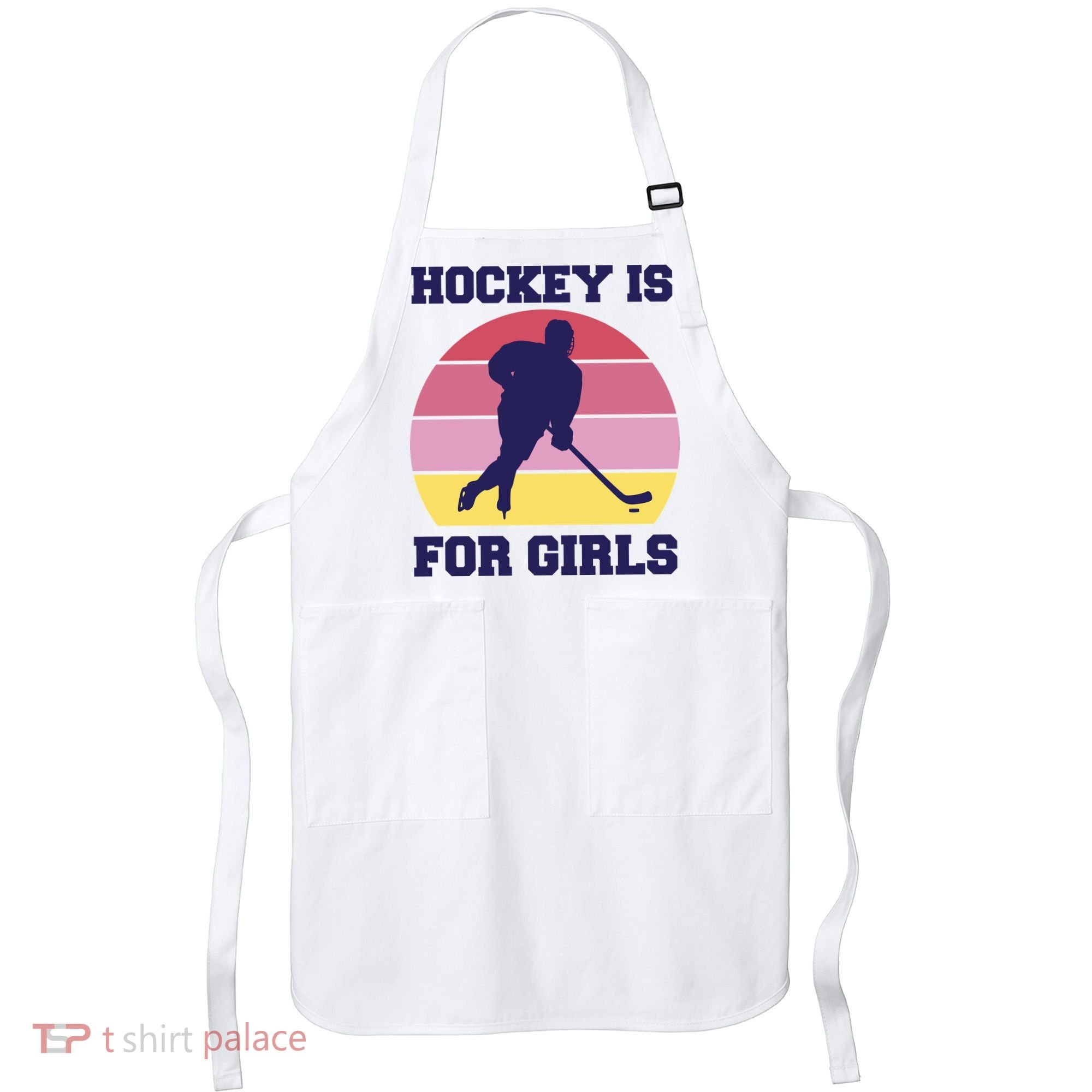 Hockey Is For Girls Retro Sunset Apron