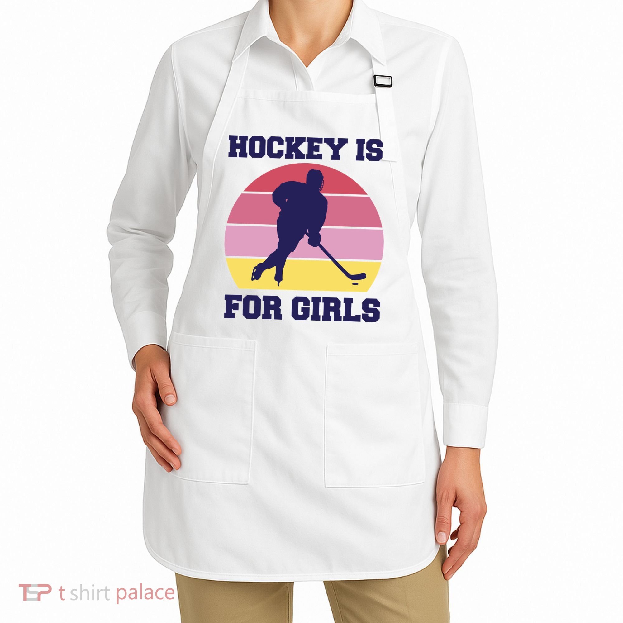 Hockey Is For Girls Retro Sunset Apron