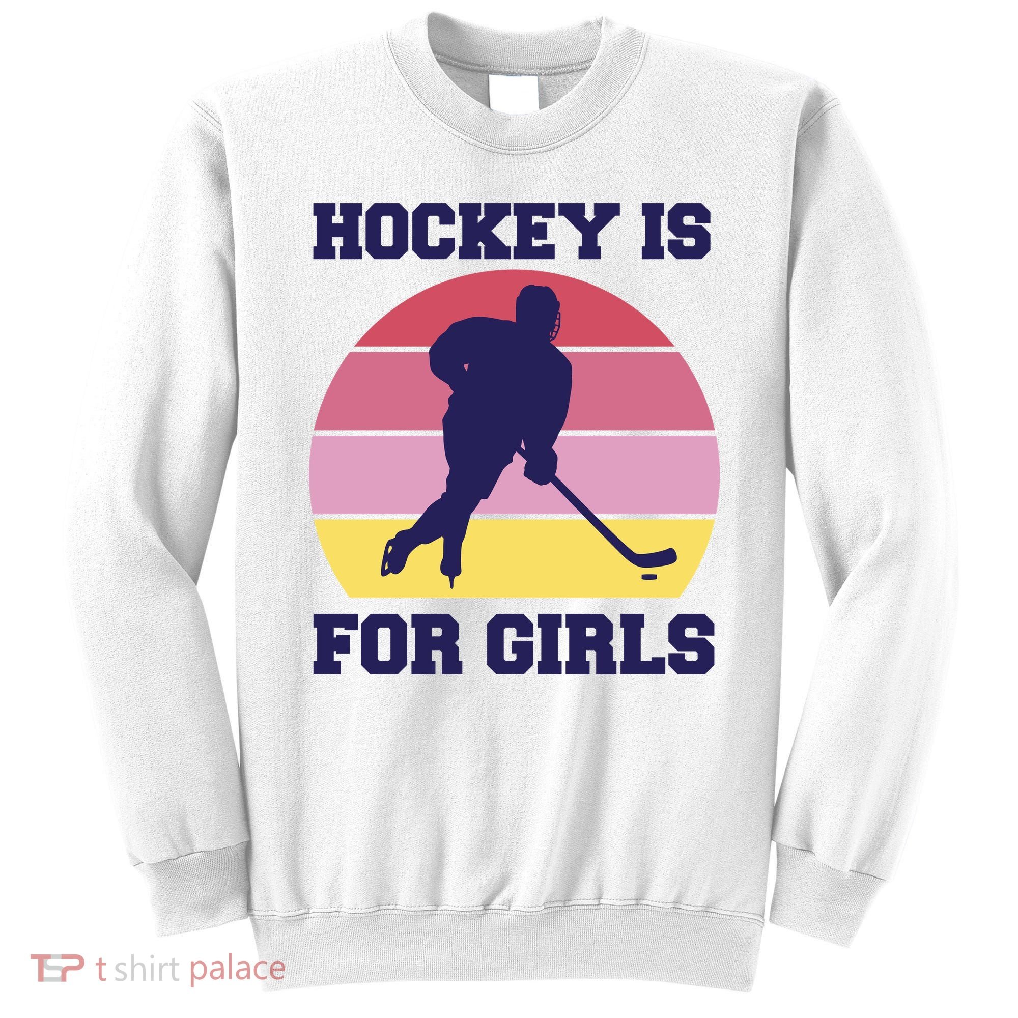 Hockey Is For Girls Retro Sunset Sweatshirt