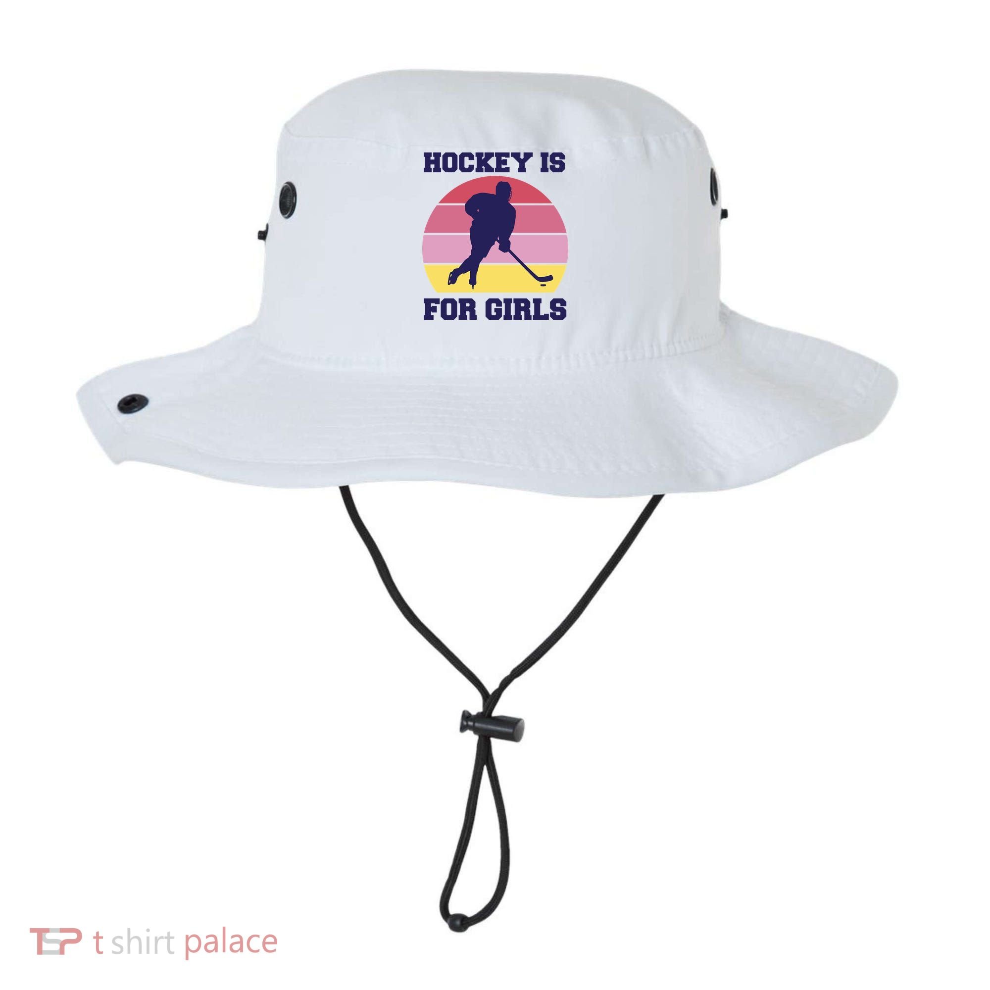 Hockey Is For Girls Retro Sunset Bucket Hat