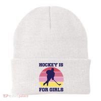 Hockey Is For Girls Retro Sunset Beanie thumb 0