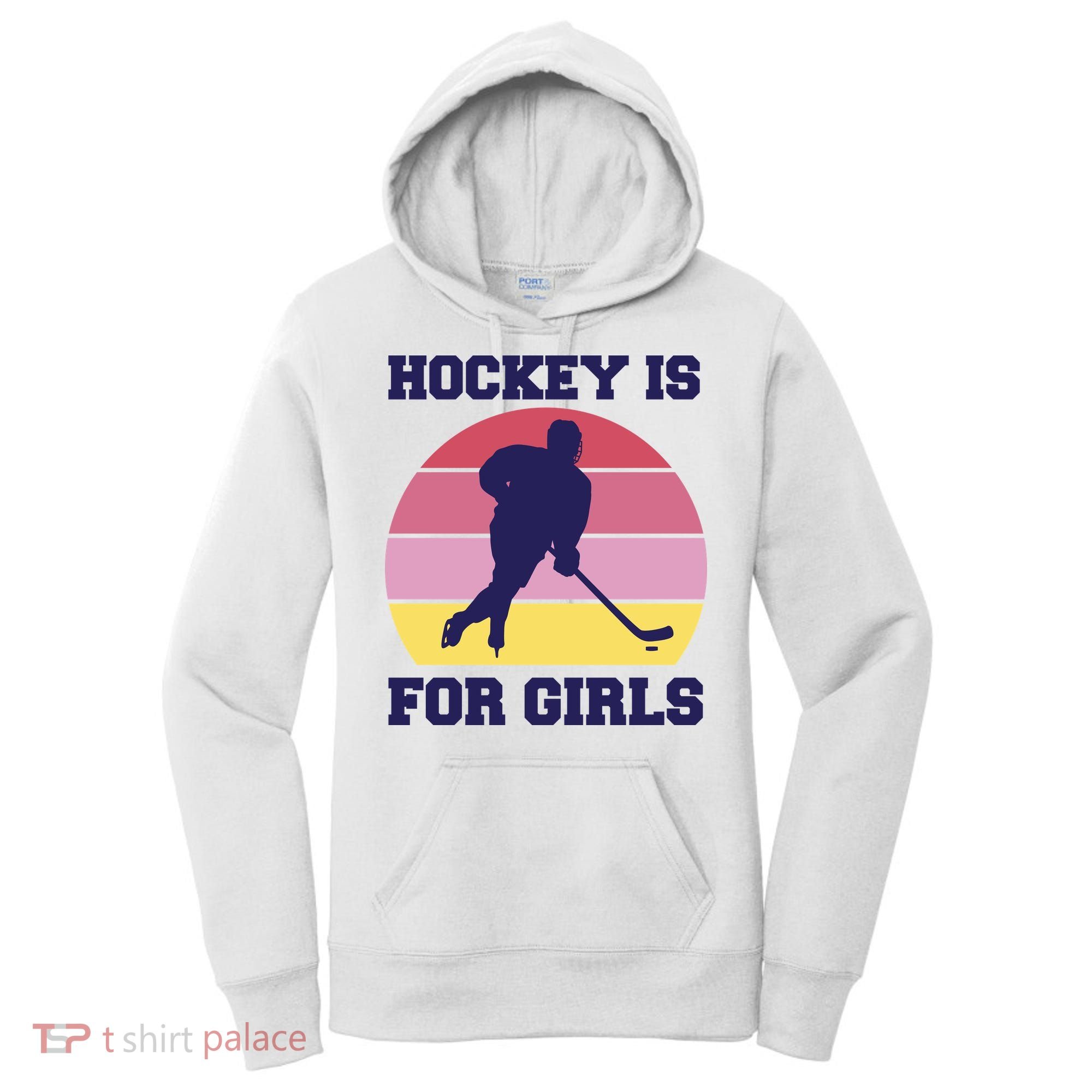 Hockey Is For Girls Retro Sunset Women's Hoodie
