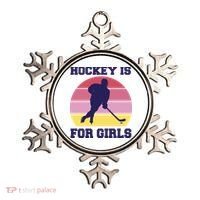 Hockey Is For Girls Retro Sunset Ornament thumb 0