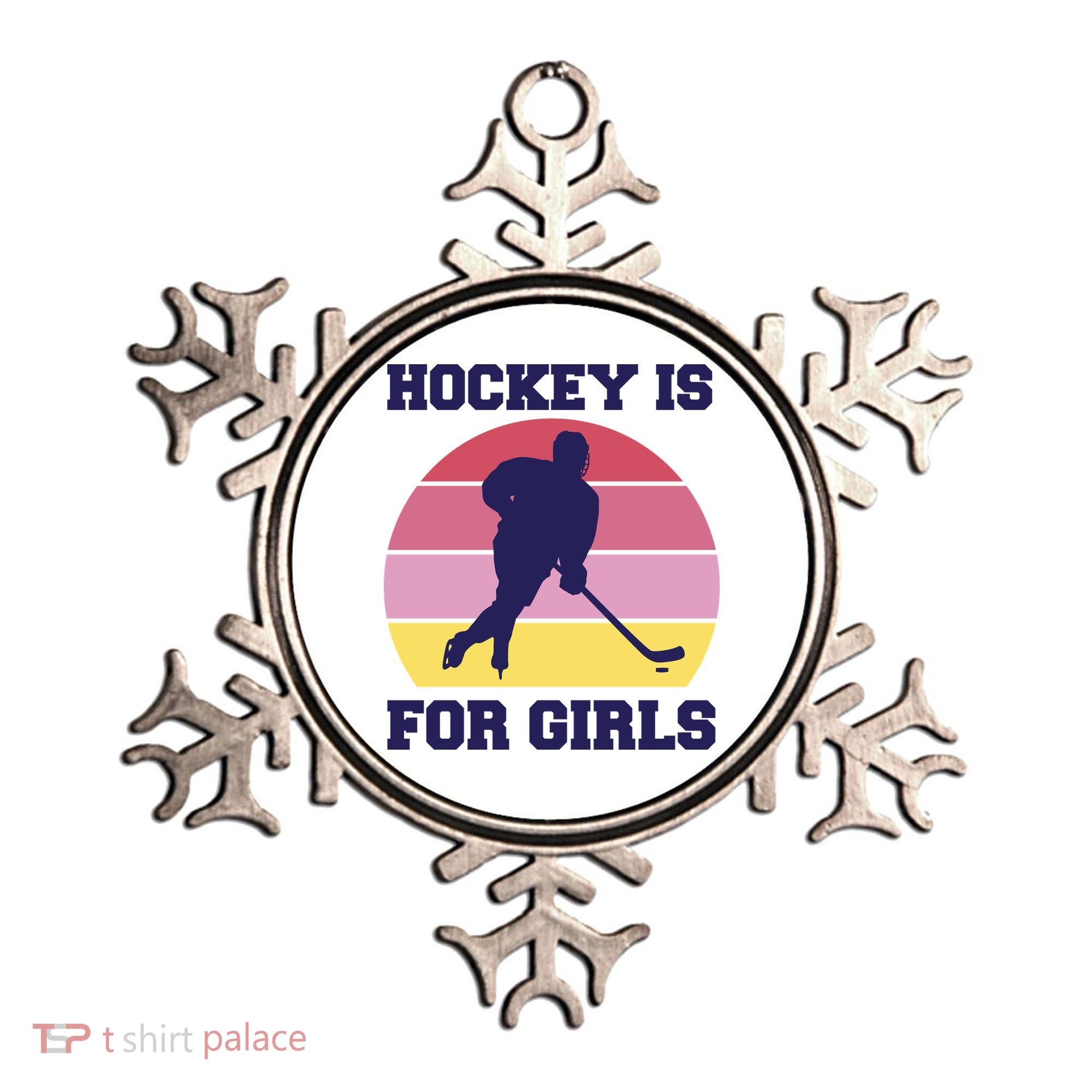 Hockey Is For Girls Retro Sunset Ornament