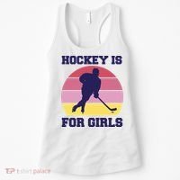 Hockey Is For Girls Retro Sunset Women's Tank Top thumb 0