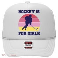 Hockey Is For Girls Retro Sunset Hat thumb 0