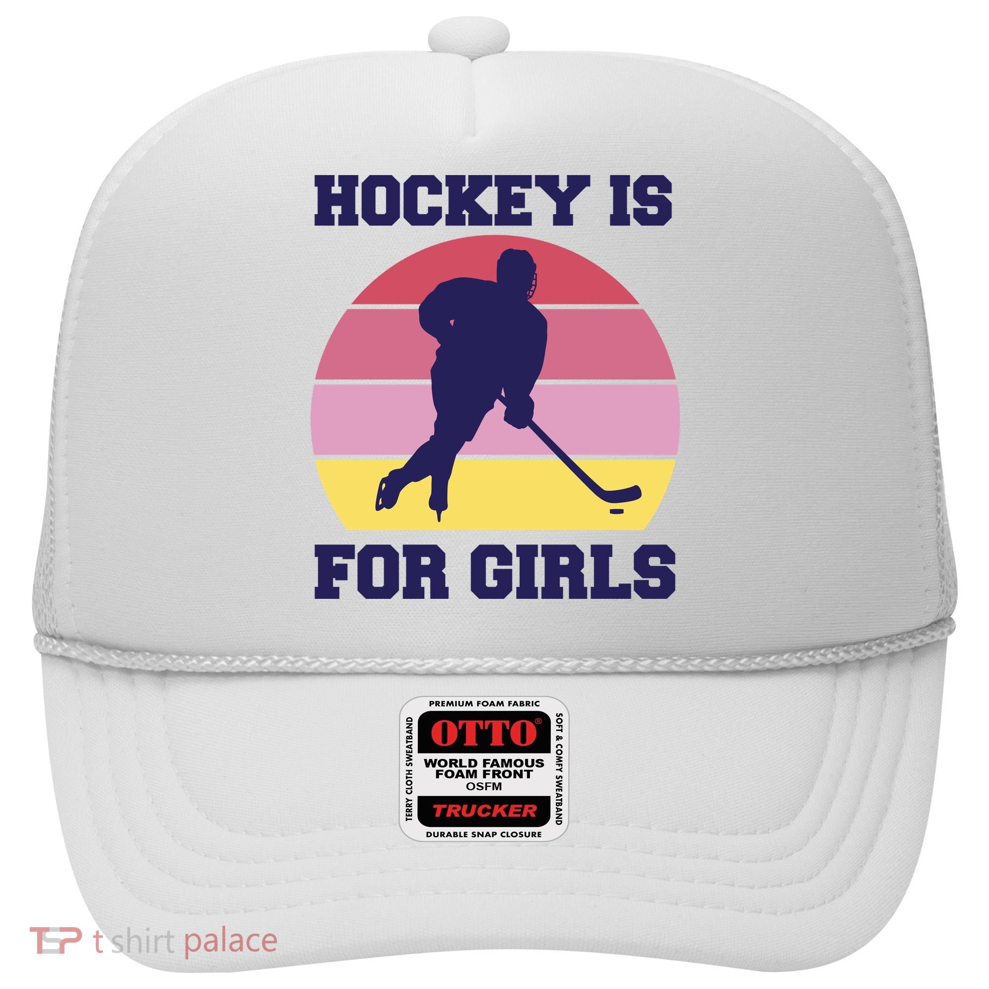 Hockey Is For Girls Retro Sunset Hat