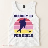 Hockey Is For Girls Retro Sunset Tank Top thumb 2