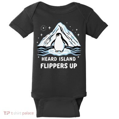 Heard Island Flippers Up Penguin Funny Snow Baby Bodysuit