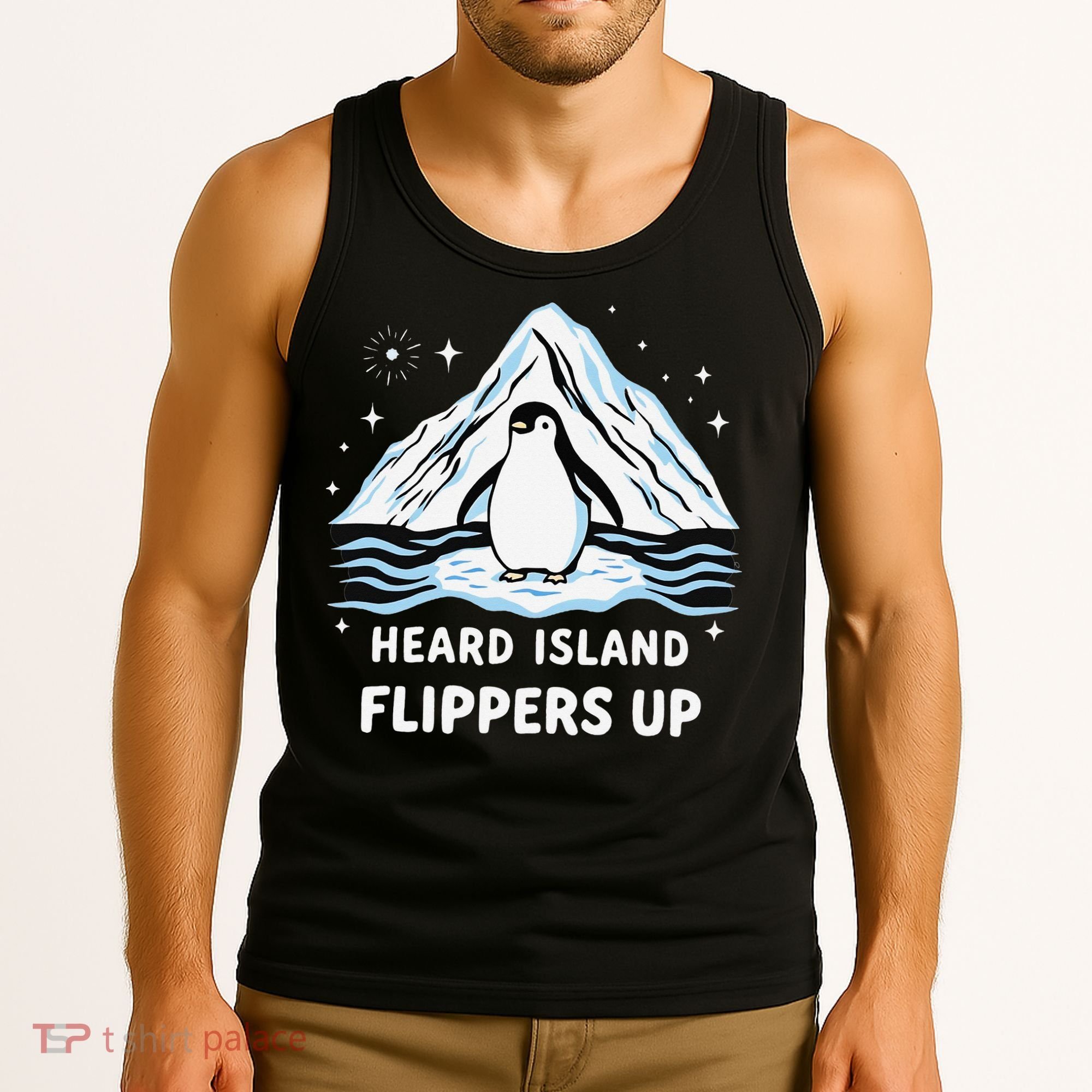 Heard Island Flippers Up Penguin Funny Snow Tank Top