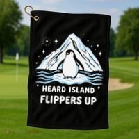 Heard Island Flippers Up Penguin Funny Snow Golf Towel thumb 1