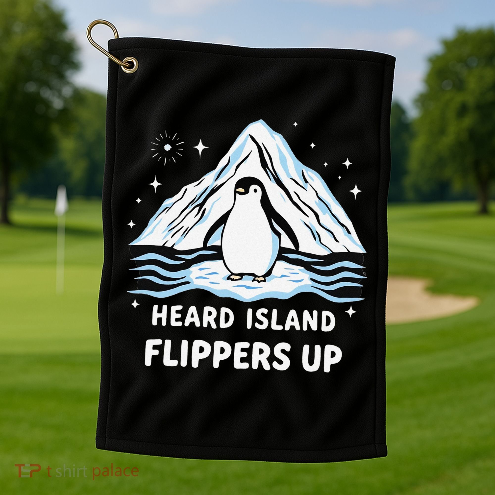 Heard Island Flippers Up Penguin Funny Snow Golf Towel