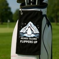 Heard Island Flippers Up Penguin Funny Snow Golf Towel thumb 2