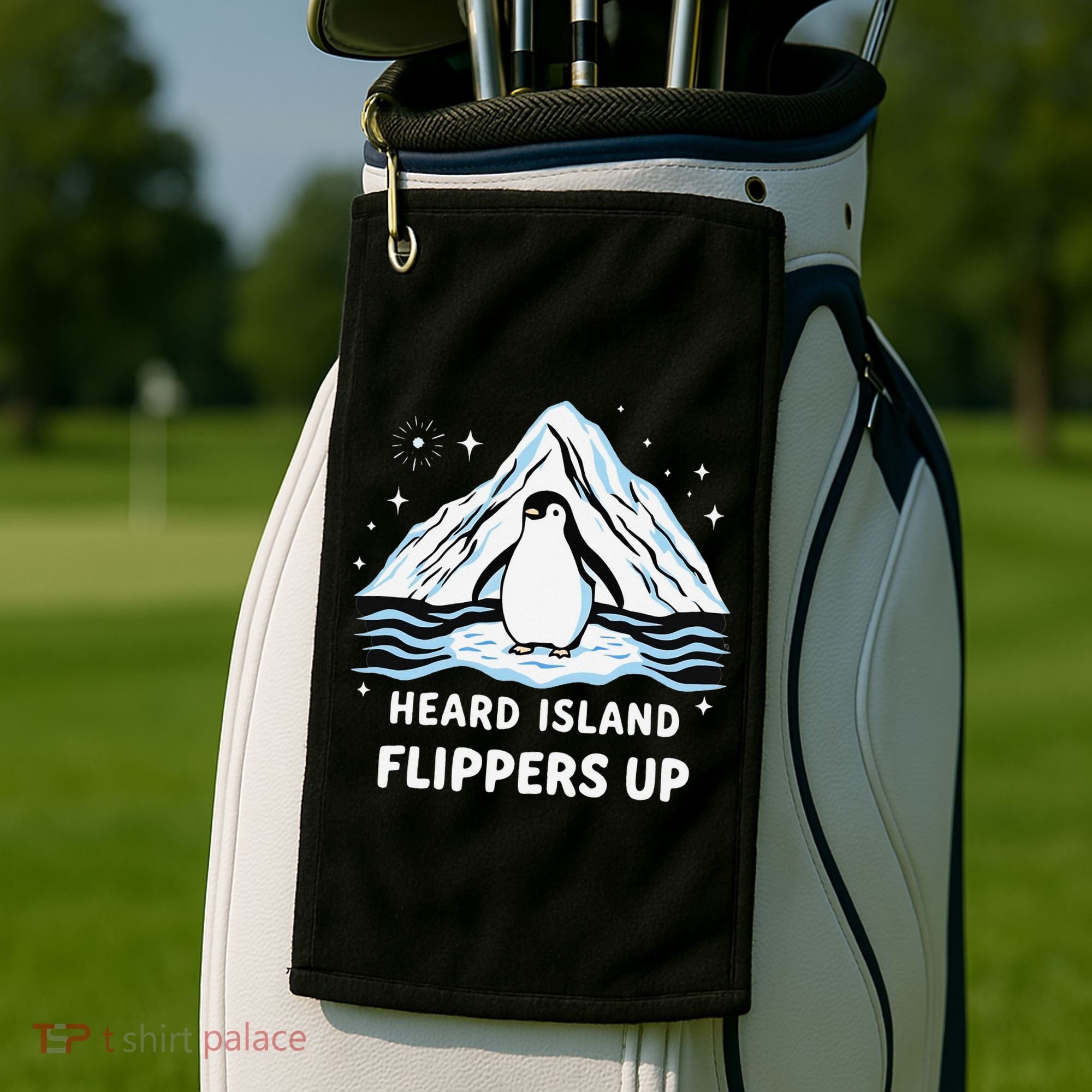 Heard Island Flippers Up Penguin Funny Snow Golf Towel