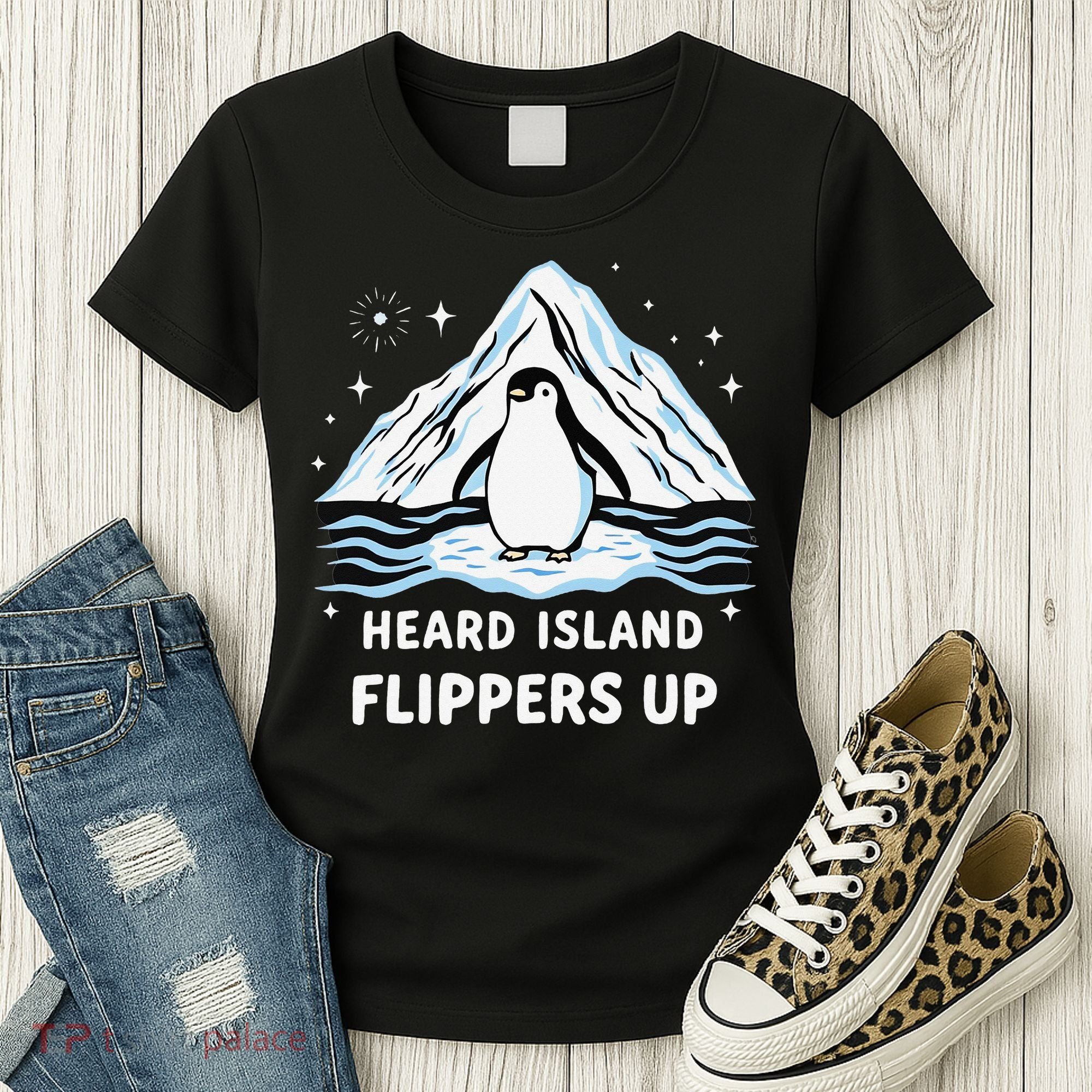 Heard Island Flippers Up Penguin Funny Snow Women's T-Shirt