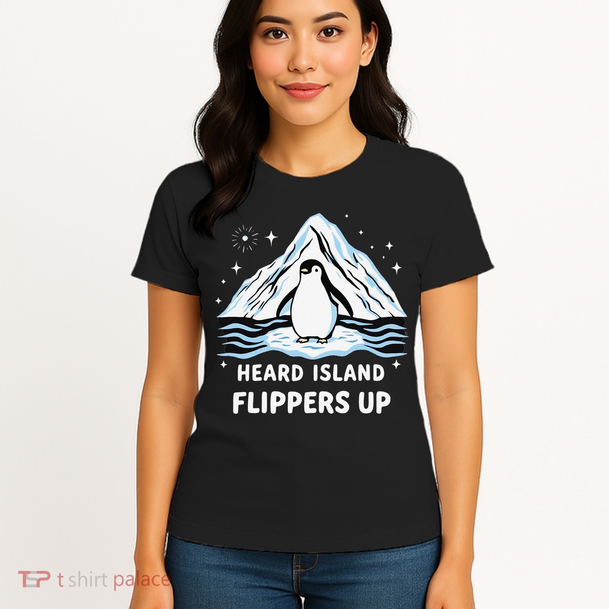 Heard Island Flippers Up Penguin Funny Snow Women's T-Shirt