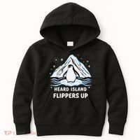 Heard Island Flippers Up Penguin Funny Snow Kids Hoodie thumb 0