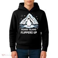 Heard Island Flippers Up Penguin Funny Snow Kids Hoodie thumb 4