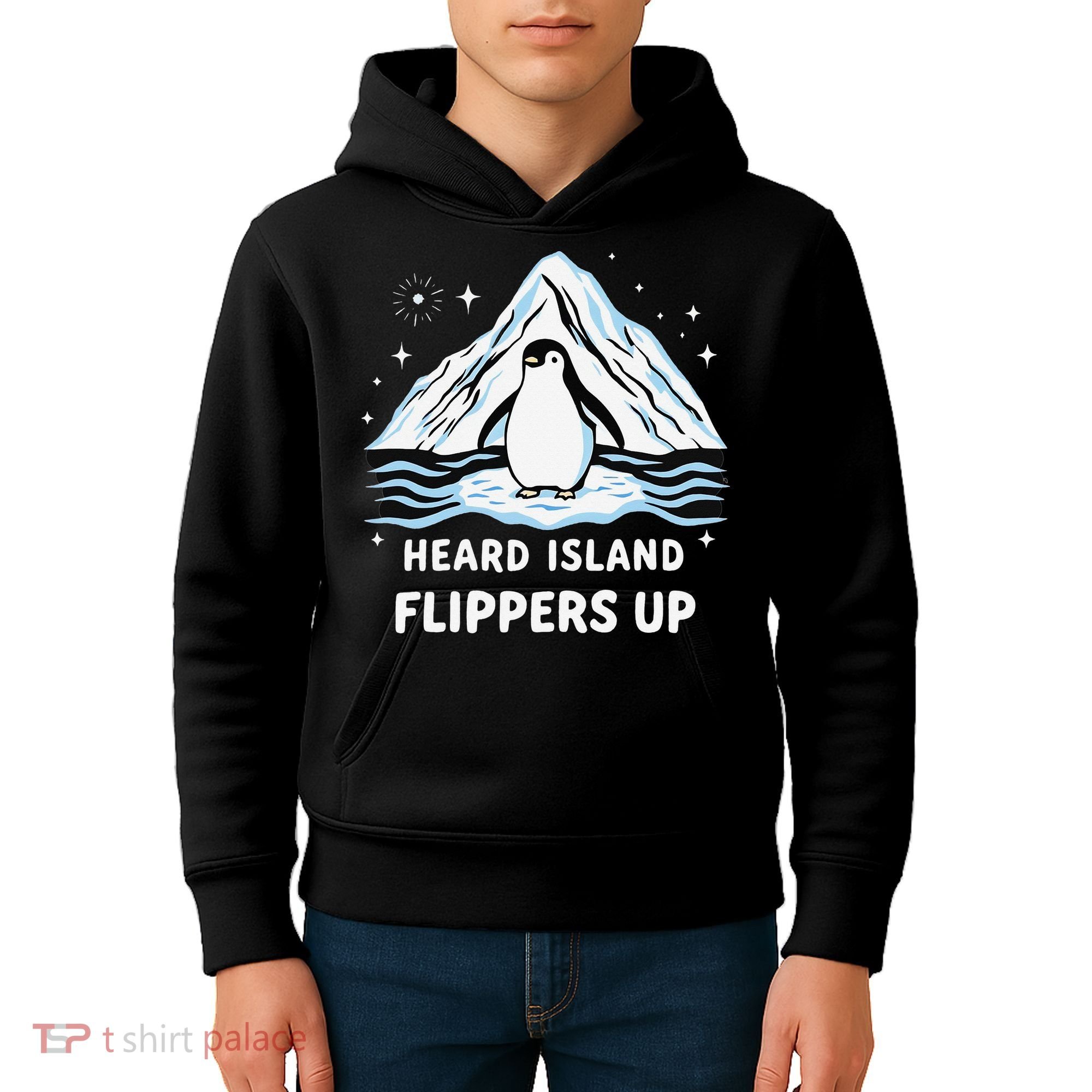 Heard Island Flippers Up Penguin Funny Snow Kids Hoodie