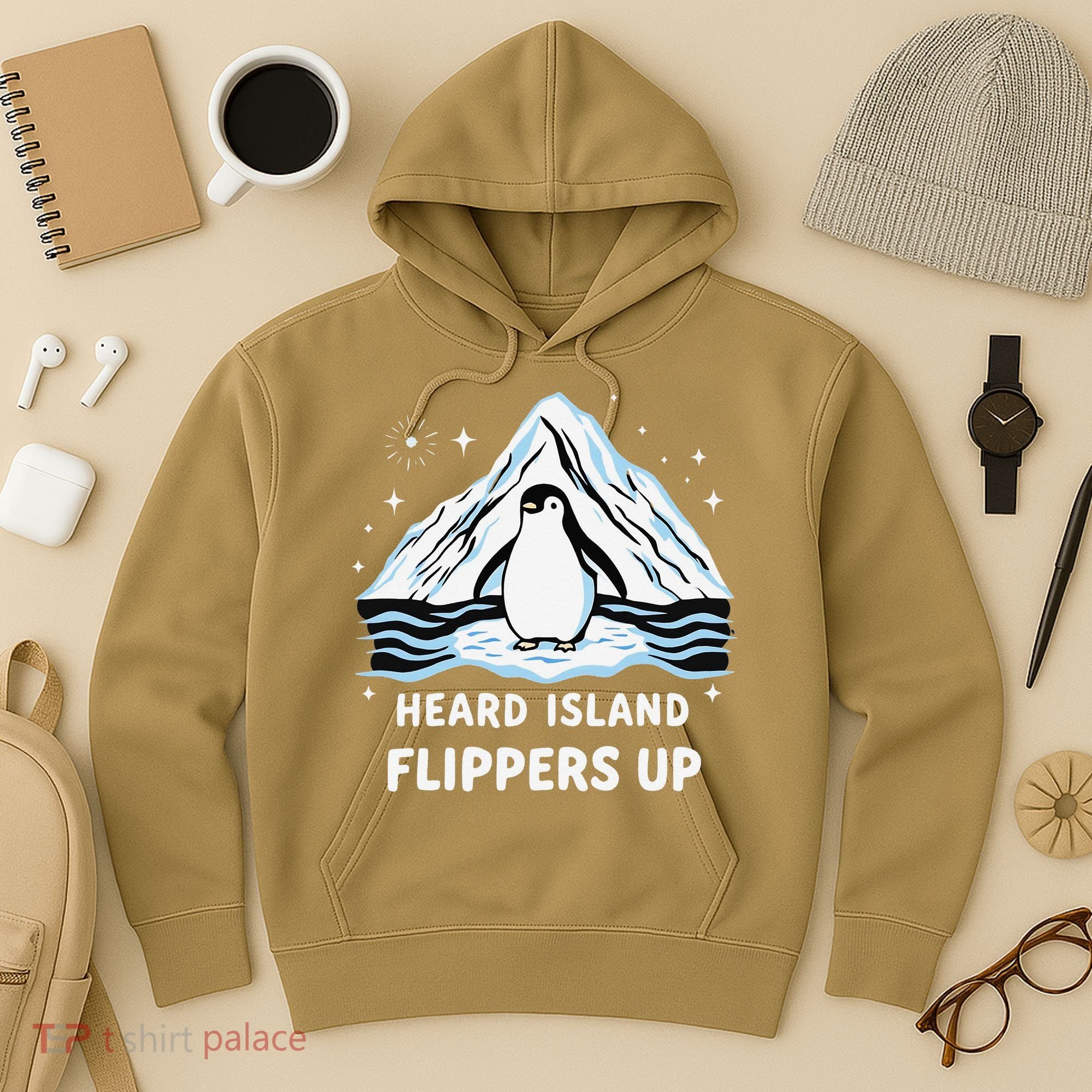 Heard Island Flippers Up Penguin Funny Snow Hoodie