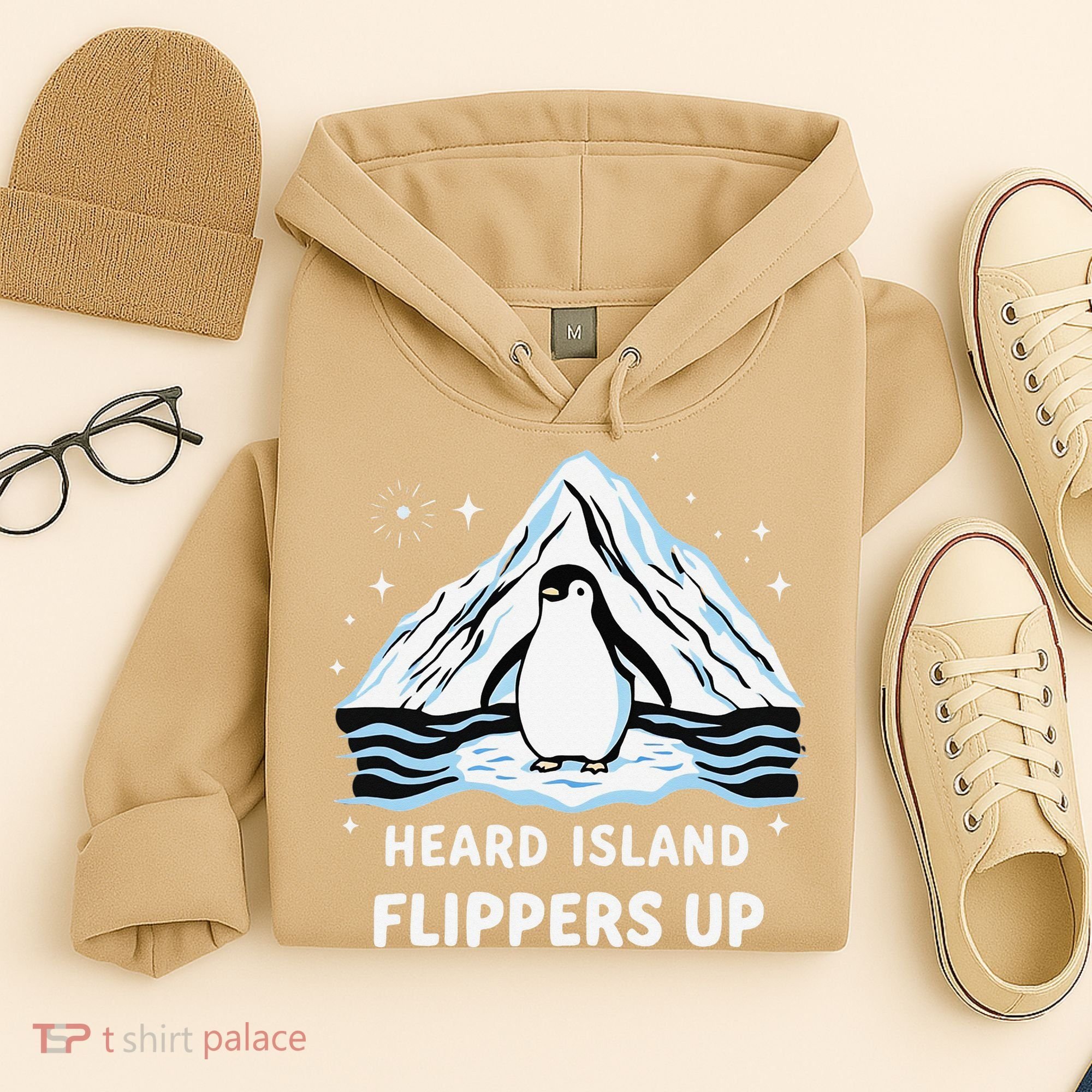 Heard Island Flippers Up Penguin Funny Snow Hoodie