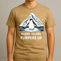 Heard Island Flippers Up Penguin Funny Snow T-Shirt thumb 3