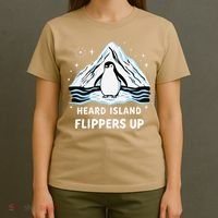 Heard Island Flippers Up Penguin Funny Snow T-Shirt thumb 4