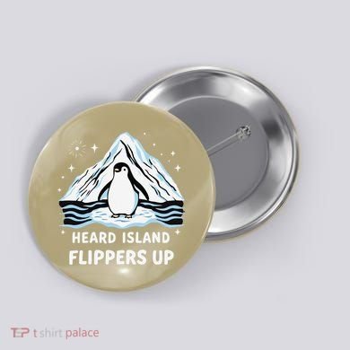 Heard Island Flippers Up Penguin Funny Snow Button
