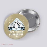 Heard Island Flippers Up Penguin Funny Snow Button thumb 0