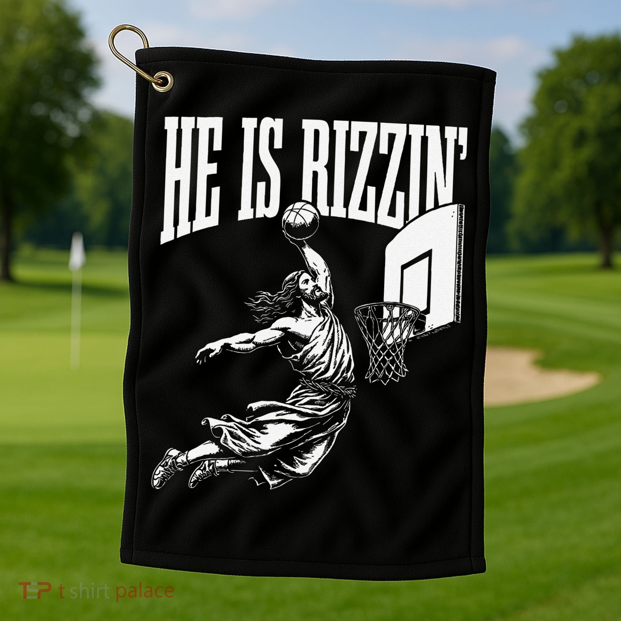 He Is Funny Rizzin Basketball Gift Golf Towel